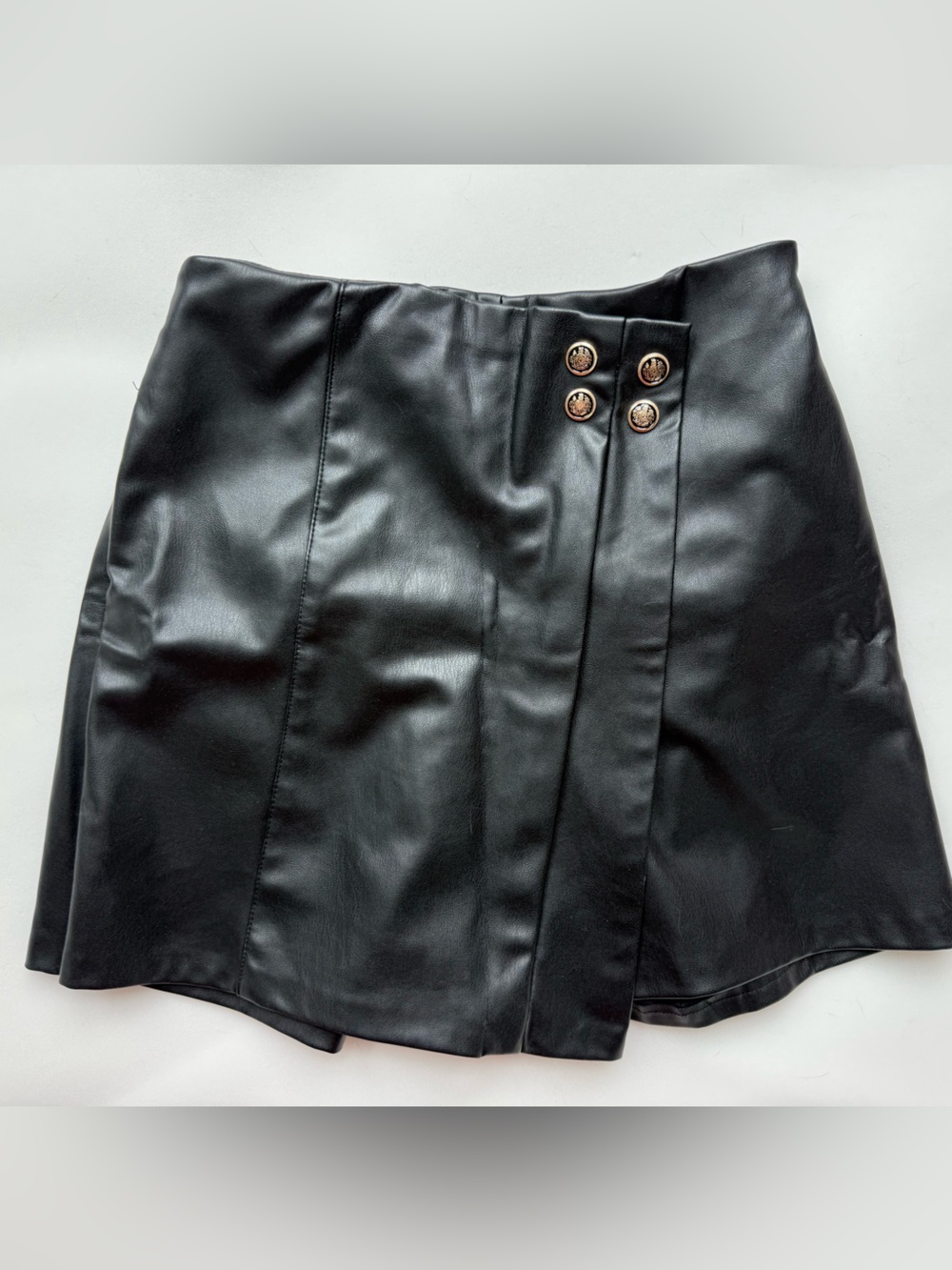 Zara Black Faux Leather Shorts Skort Size Extra Small